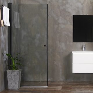 Bathlife Mångsidig Rak Sort Brusedør 100 Cm I Klart Glas