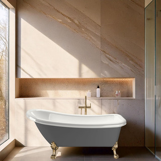 Badekar 1530 Ideal Grå Med Messing Løvefødder