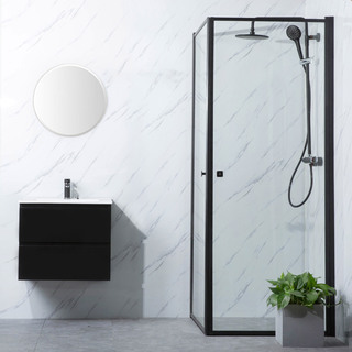 Bathlife Profil Rak Brusehjørne Klar/Sort 2 Døre 70 X 70 Cm