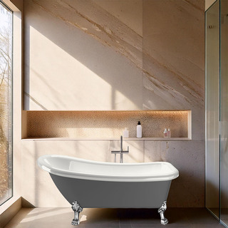Badekar Bathlife Ideal Grå Med Krom Løvefødder