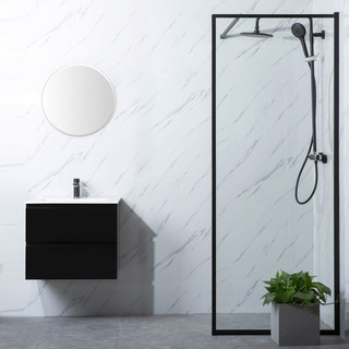 Bathlife Profil Rak Brusevæg Klar/Sort 70 X 200 Cm