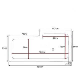 Bl Behag 1500 Badekar, Venstre 150 X 85 Cm M Front Og Gavl