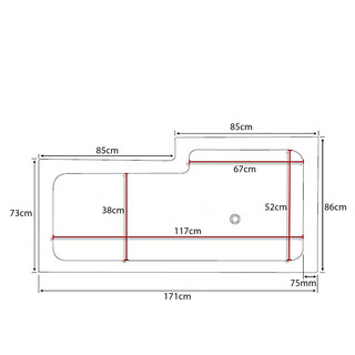 Bl Behag 1700 Badekar, Venstre 170 X 85 Cm M Front Og Gavl
