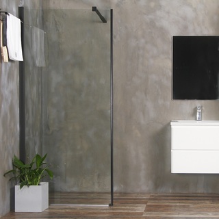 Bathlife Mångsidig Rak Sort Brusevæg 100 Cm I Klart Glas